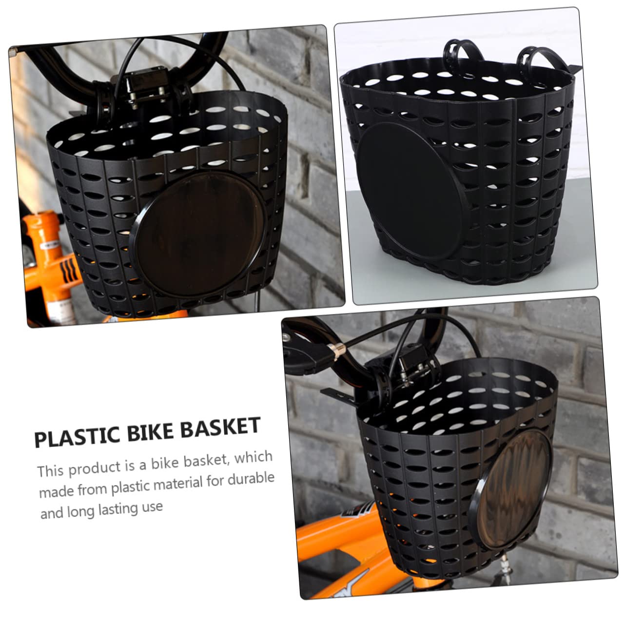 2Pcs Kids Plastic Bicycle Basket Front Handlebar for Boys and Girls, Detachable Storage Bike Basket Crafts Bike Decoration Accessories Kit Black