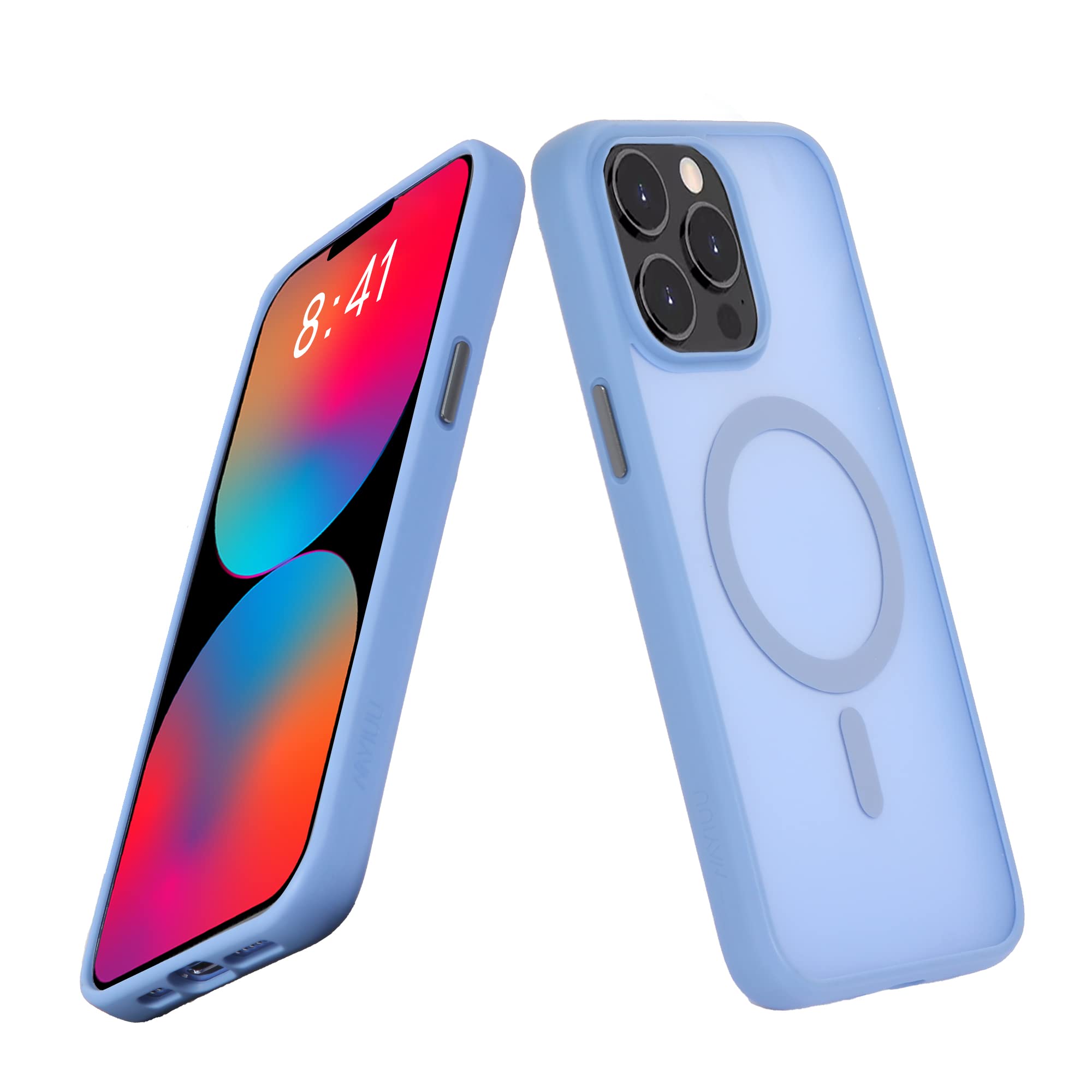 Custodia opaca blu per iPhone 14 pro [6,1 pollici] [compatibile con ricarica wireless magsafe] [protezione di grado militare]