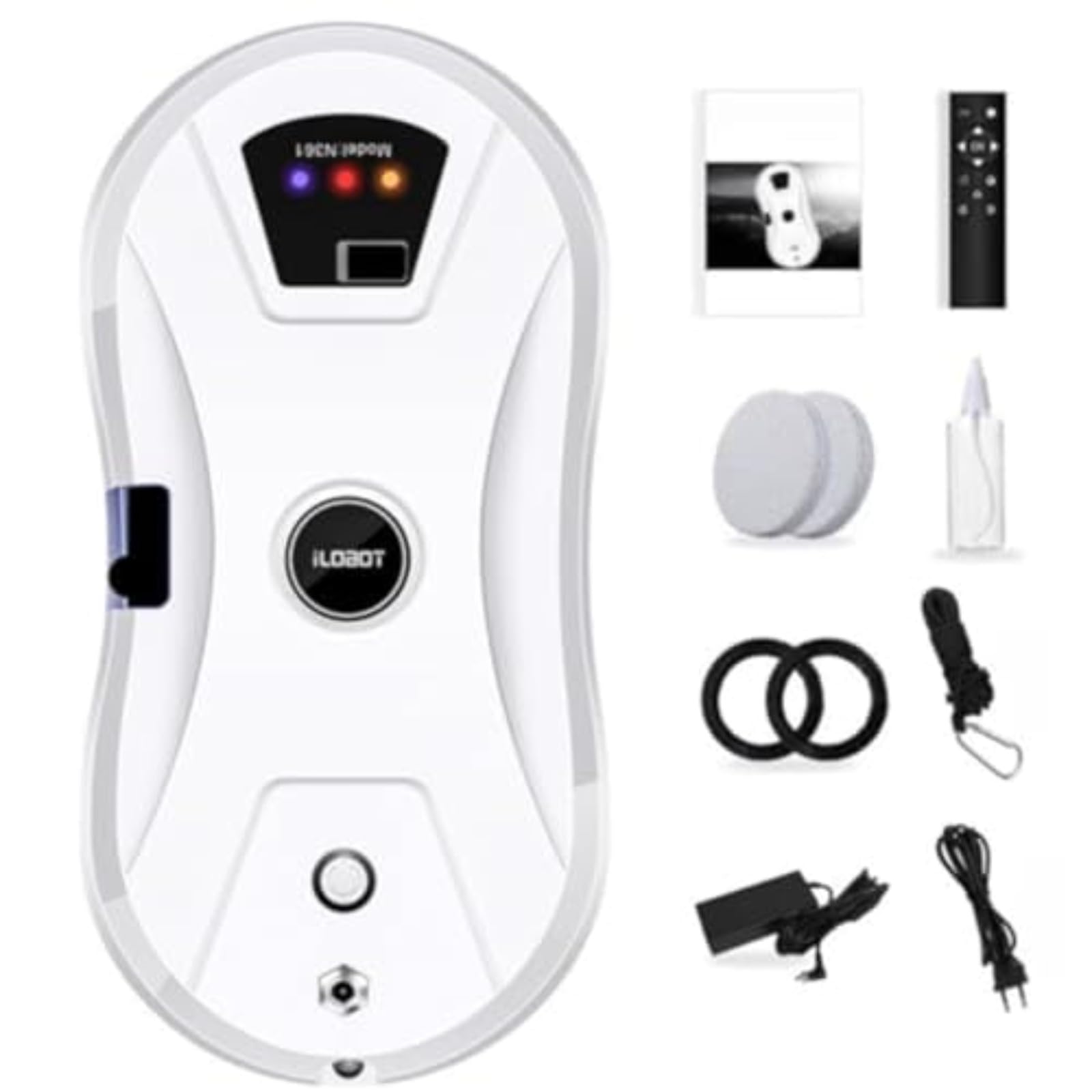Osmo™ RoboClean Fensterputzroboter mit Sprühfunktion – Fensterreinigungsroboter mit Fernbedienung, automatische Reinigungsmodi, Sicherungsseil, für glatte Fenster (Modell mit Sprühfunktion)