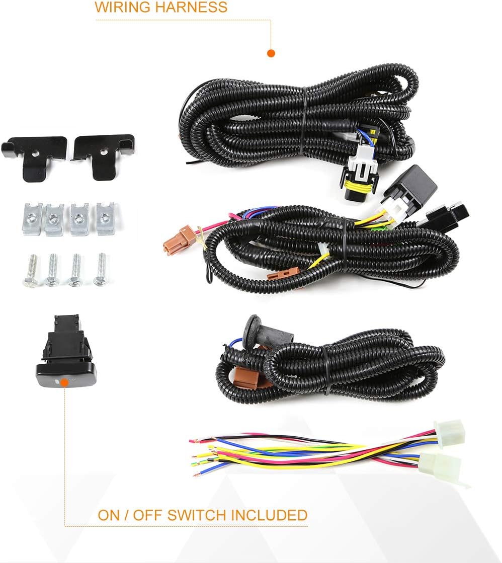 PM PERFORMOTOR Front Bumper Fog Lights+Switch+Wiring+Bulbs Compatible with Acura RSX DC5 02-04