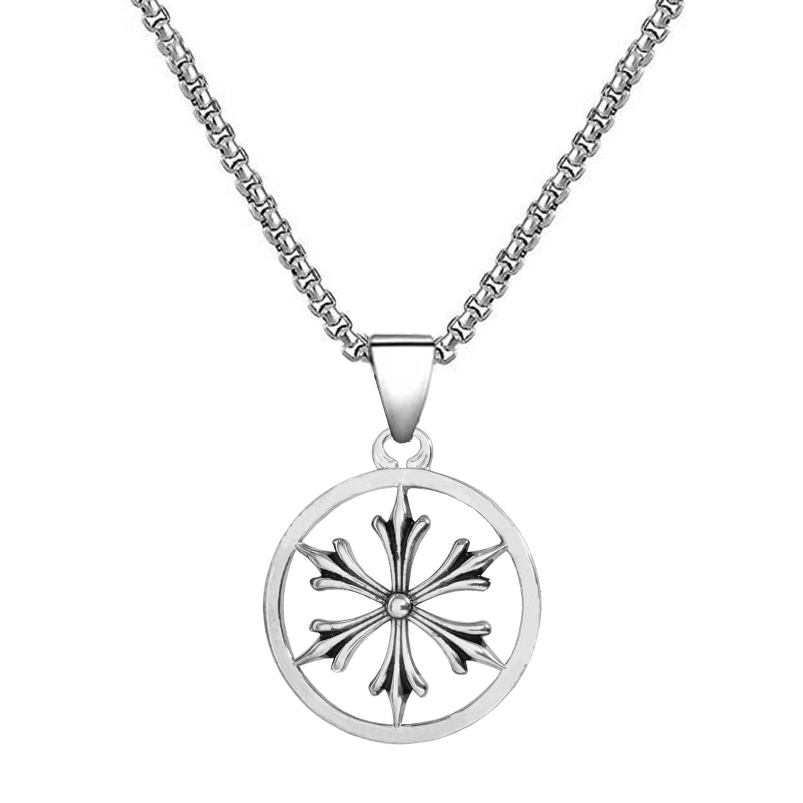 Snowflake Fine Jewelry Charms Simple Round Silver Stainless Steel Pendant Necklace Chain For Men And Women SPnL202412-image-27