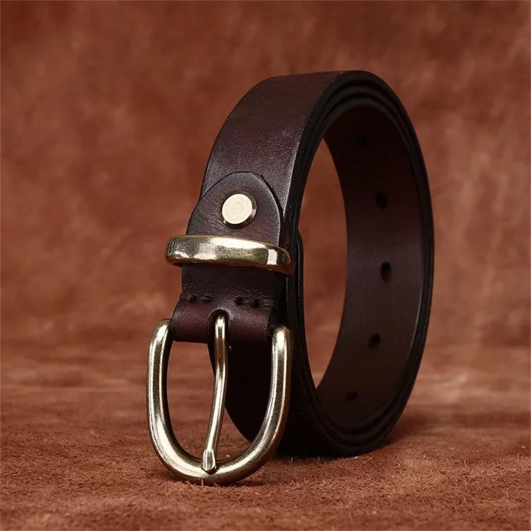 Women's Slim Leather Belt - 2.7 cm Solid Cowhide with Needle Buckle