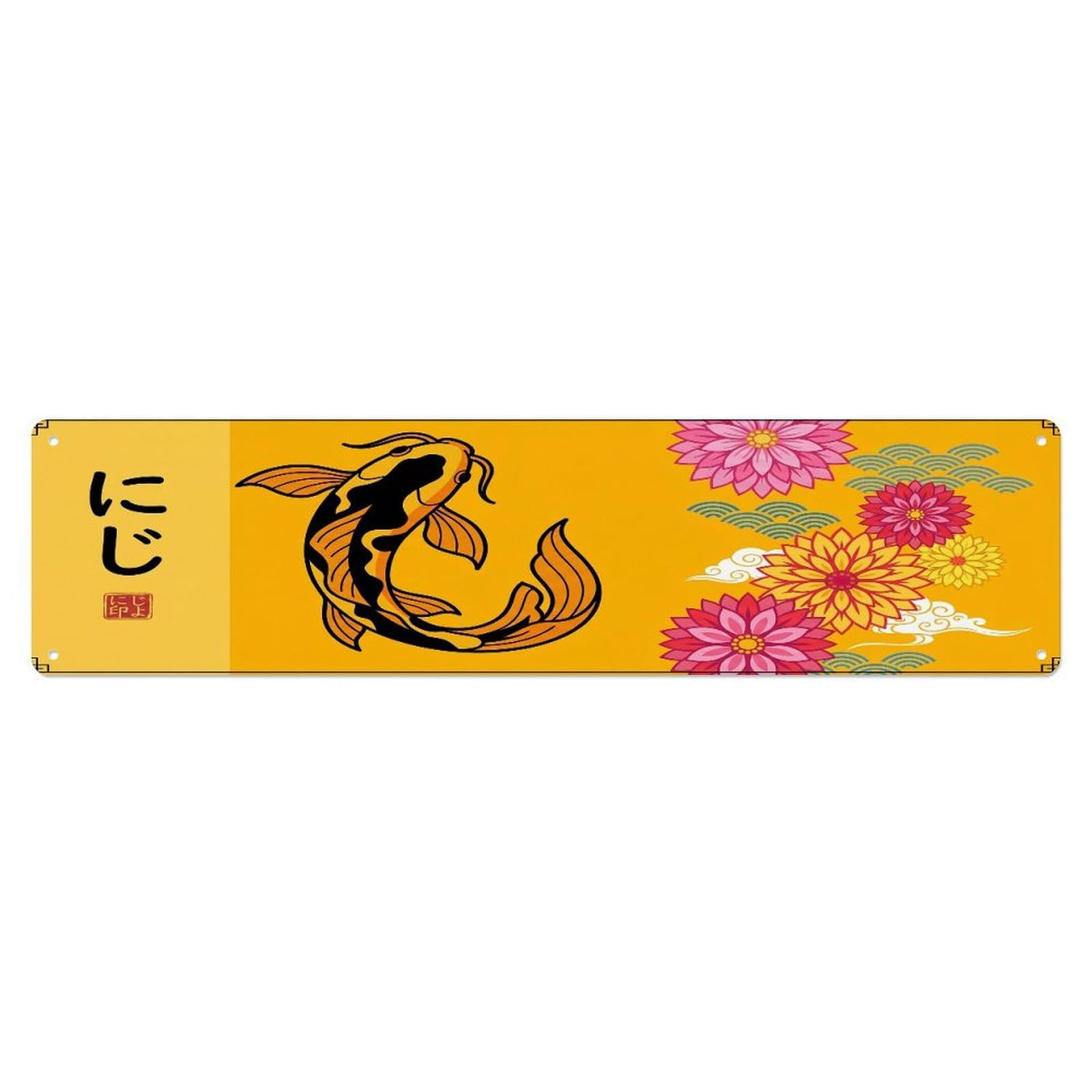 Xanthor Style Metal Tin Sign Vintage Koi Fish Japanese Topaz