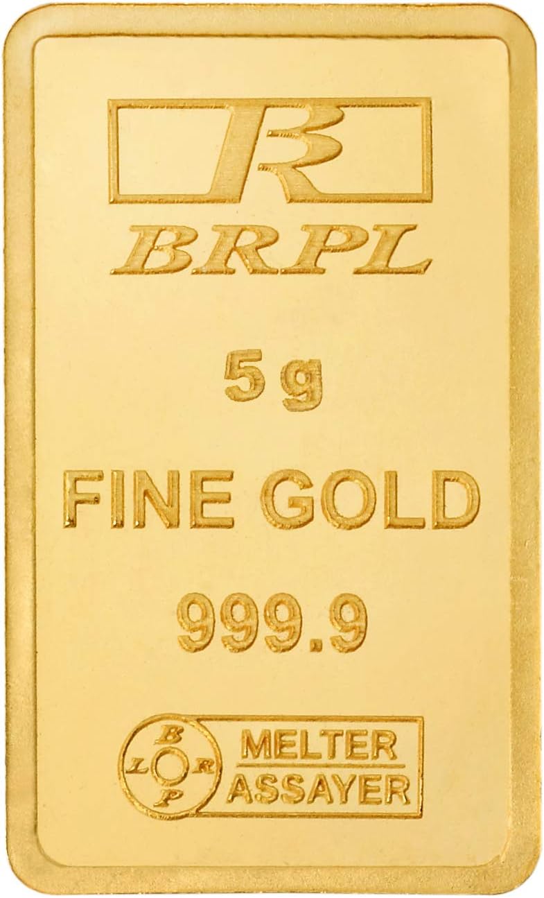 Bangalore Refinery 24k (999.9) 5 gm Yellow Gold Bar/Gold Coin