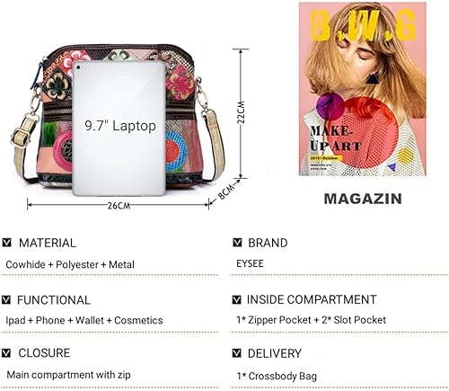 Miniatura 6 de Eysee Bandolera Mujer Multicolor, Bolso de Cuero Colorido Monederos (Multicolour5)