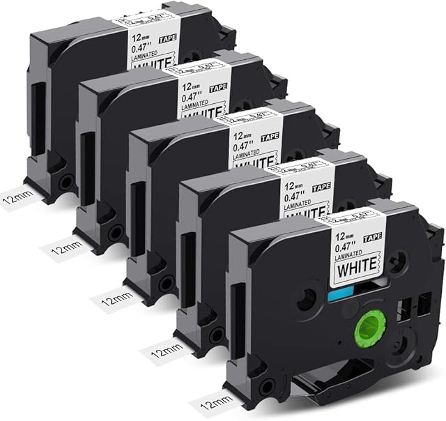 Label Kingdom Compatible TZe-231 Tape Replacement for Brother P Touch Label Tape 12mm, 0.47 Inch Label Printer Tape Black on White for PTouch Label Maker PTH110 H105 PT-D200 D400 D600 D210, 5-Pack