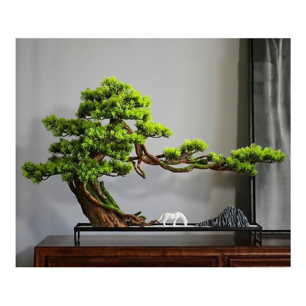 TEESONG Bonsai Tree Pot for Fake Tree Chinese Style Artificial Tree Ornaments Entrance Cabinet Hotel Decoration Landscape Bonsai Zen Office Greenery Decor(D)