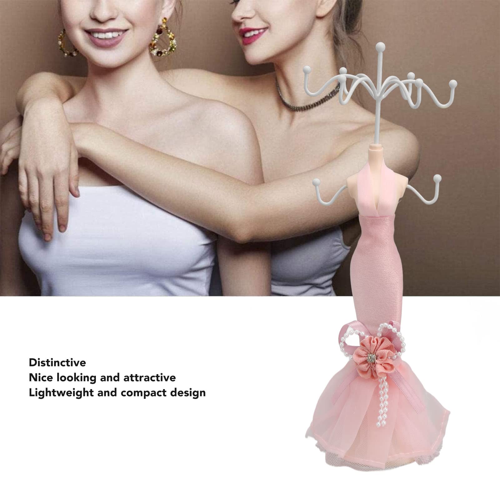 ZJchao Fashion Jewelry Display Stand, Princess Dress Mannequin Stand Hanging Tower Display Resin Ring Stand Model Dress Earring Necklace Ring Jewelry Holder