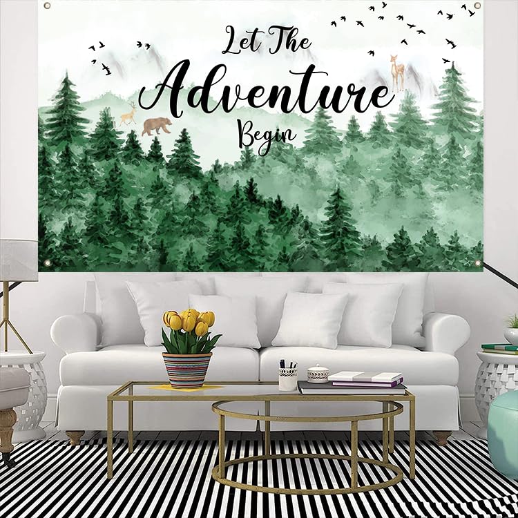 LOONELO Let The Adventure Begin Backdrop Banner with 70.8