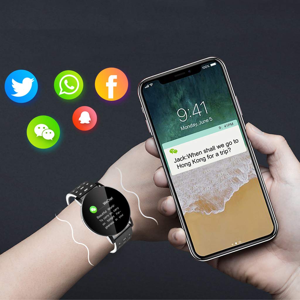119 Plus wodoodporny inteligentny zegarek świetny do pomiaru tętna - Bluetooth Fitness Tracker opaska na nadgarstek z wodoodpornością IP67 firmy Yyooo