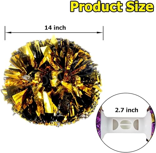 Miniatura 2 de Hooshing - Paquete de 2pompones de animadora con mango tipo bastón, pompones para espíritu de equipo, deportes, bailes, animación, para niños,