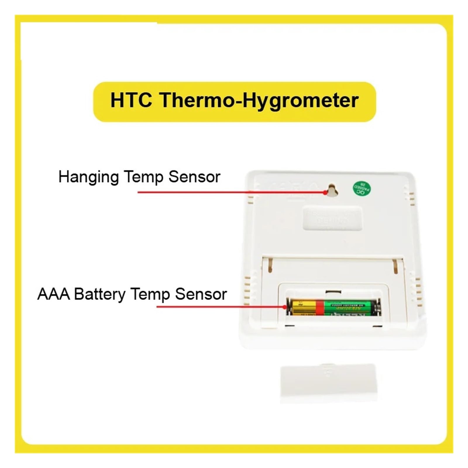 HTC Termohigrómetro Termómetro Digital Higrómetro Reloj LCD Temperatura Interior Exterior Medidor de Humedad(HTC-1-Plus)