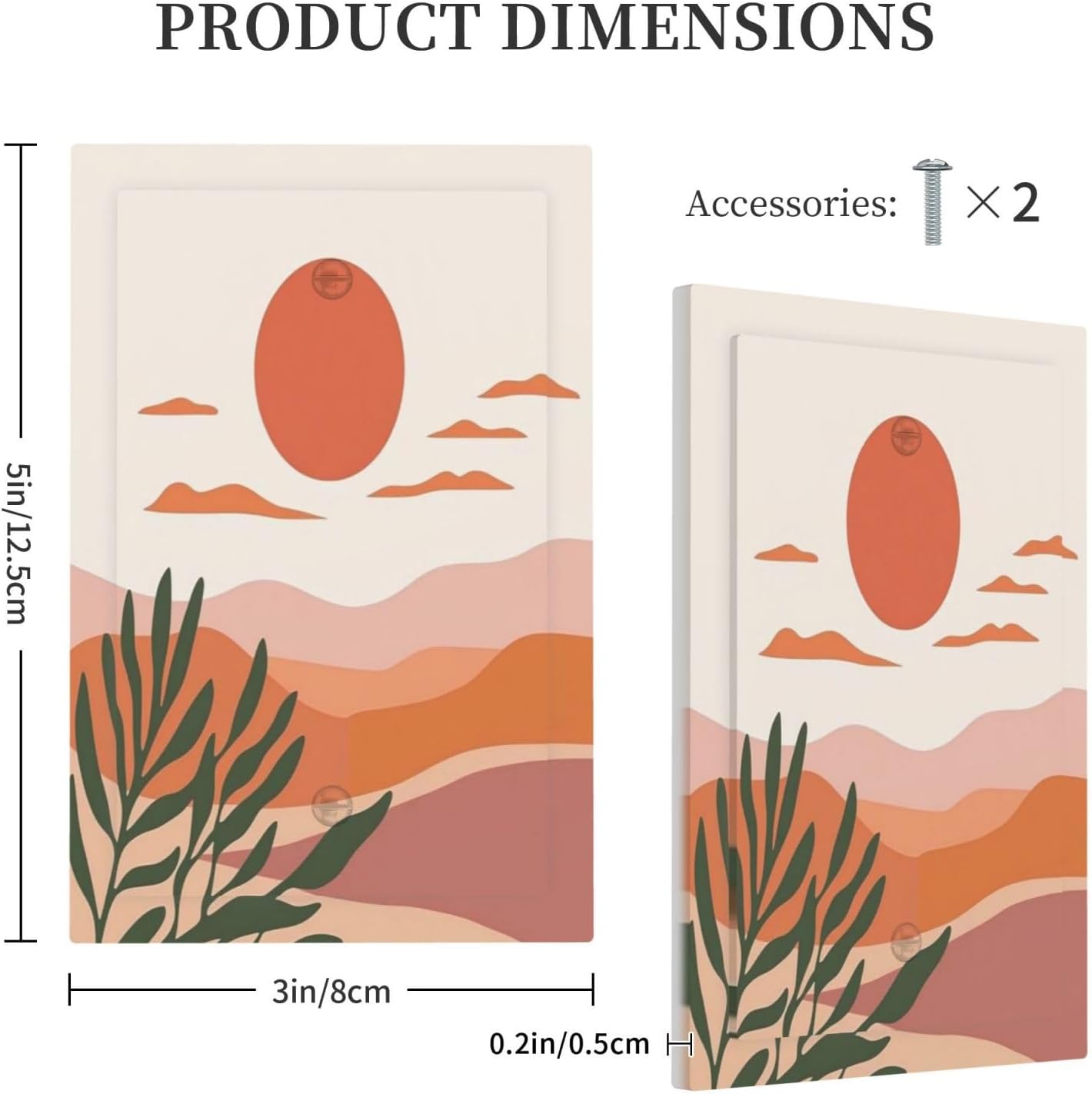 Light Switch Cover Plate Boho Sunset Mid Century 1 Gang No Device Blank Electrical Wall Plates Faceplate Decorative Switch Plate For Bed Room Home Decor