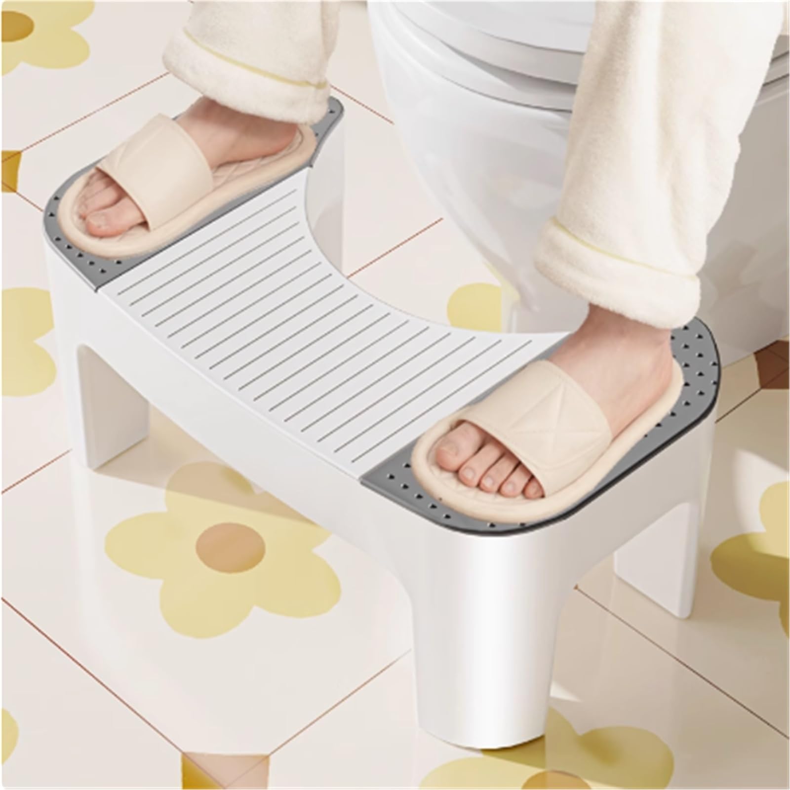 Sgabello vasino Quadrato for Fare la Cacca, plastica, Sgabello poggiapiedi Portatile for Bagno, Facile da riporre, Sgabello WC for Adulti Antiscivolo, for Adulti e Bambini, 15 Pollici