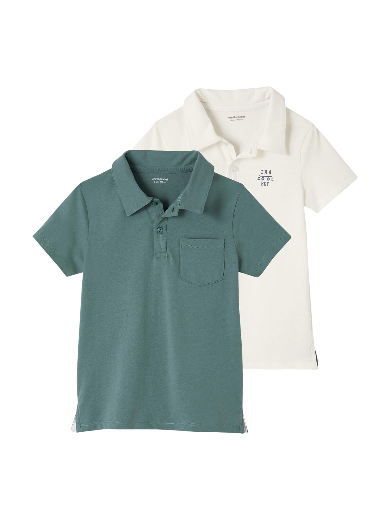 VERTBAUDET Lot de 2 Polos garçon Unis Manches Courtes