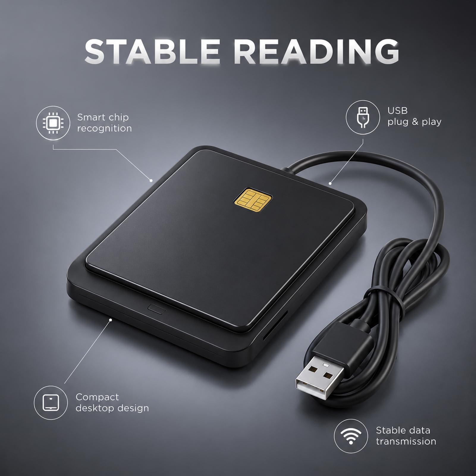 USB PCSC Smart Card Reader für Eid CAC SIM IC, unterstützt digitale Signatur und Online-Bank, für Fahrer mit Schwergewicht Chronographen, kompatibel mit Windows Mac Linux