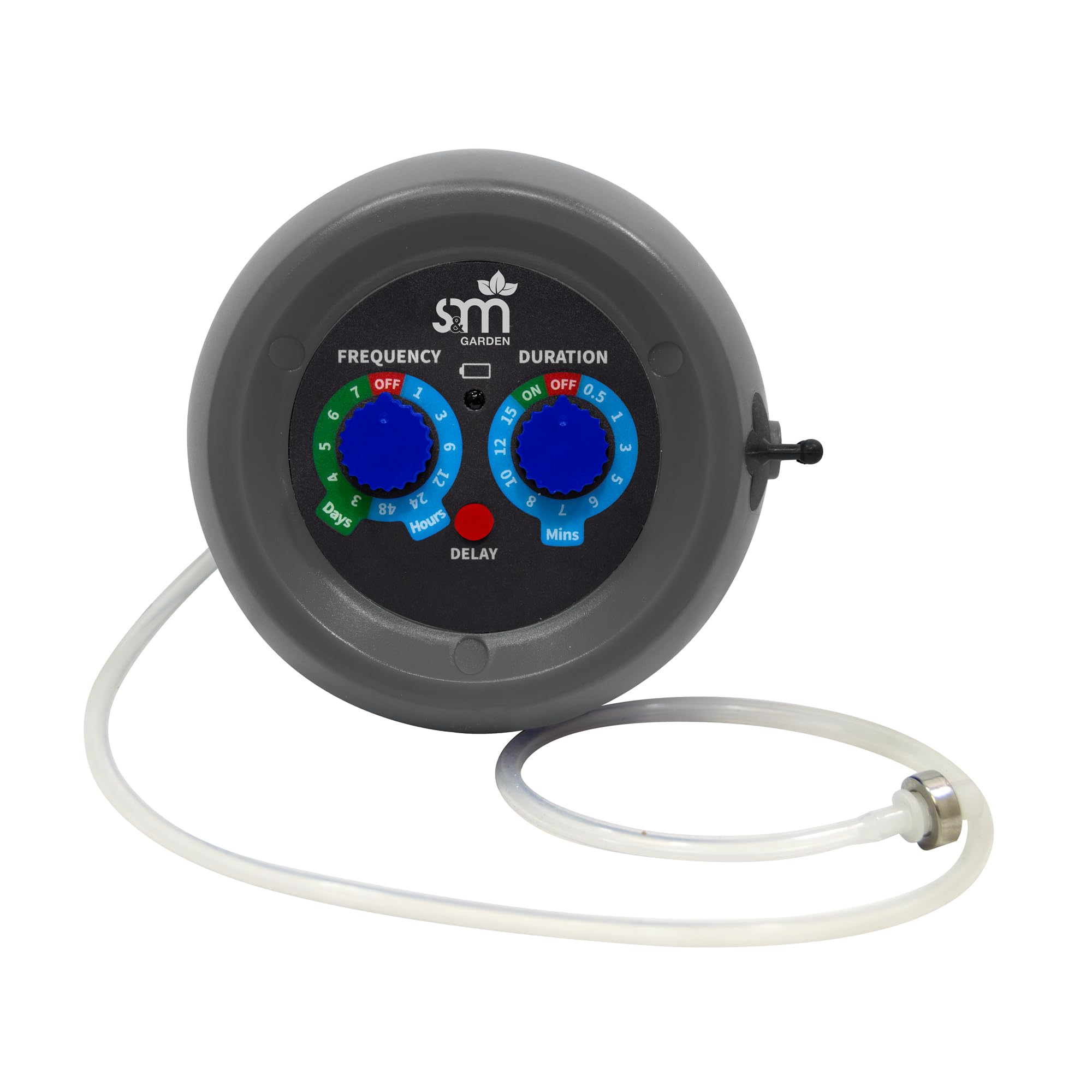 S&M 590146 – Kit de riego automático por goteo con unidad de control programable, cable de carga, tubo de PVC de 10 m, 10 goteros, 10 estacas y otros accesorios | Fácil de instalar y personalizable