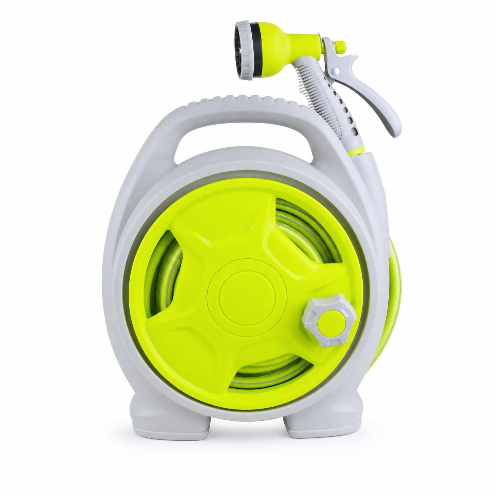 rockible Carrello Avvolgitubo Pratico Carrello Avvolgitubo con Tubo Portatile Attrezzatura per Giardinieri, Automobilisti, Lavaggio Auto, Terrazzo, Balcone, Verde Mela