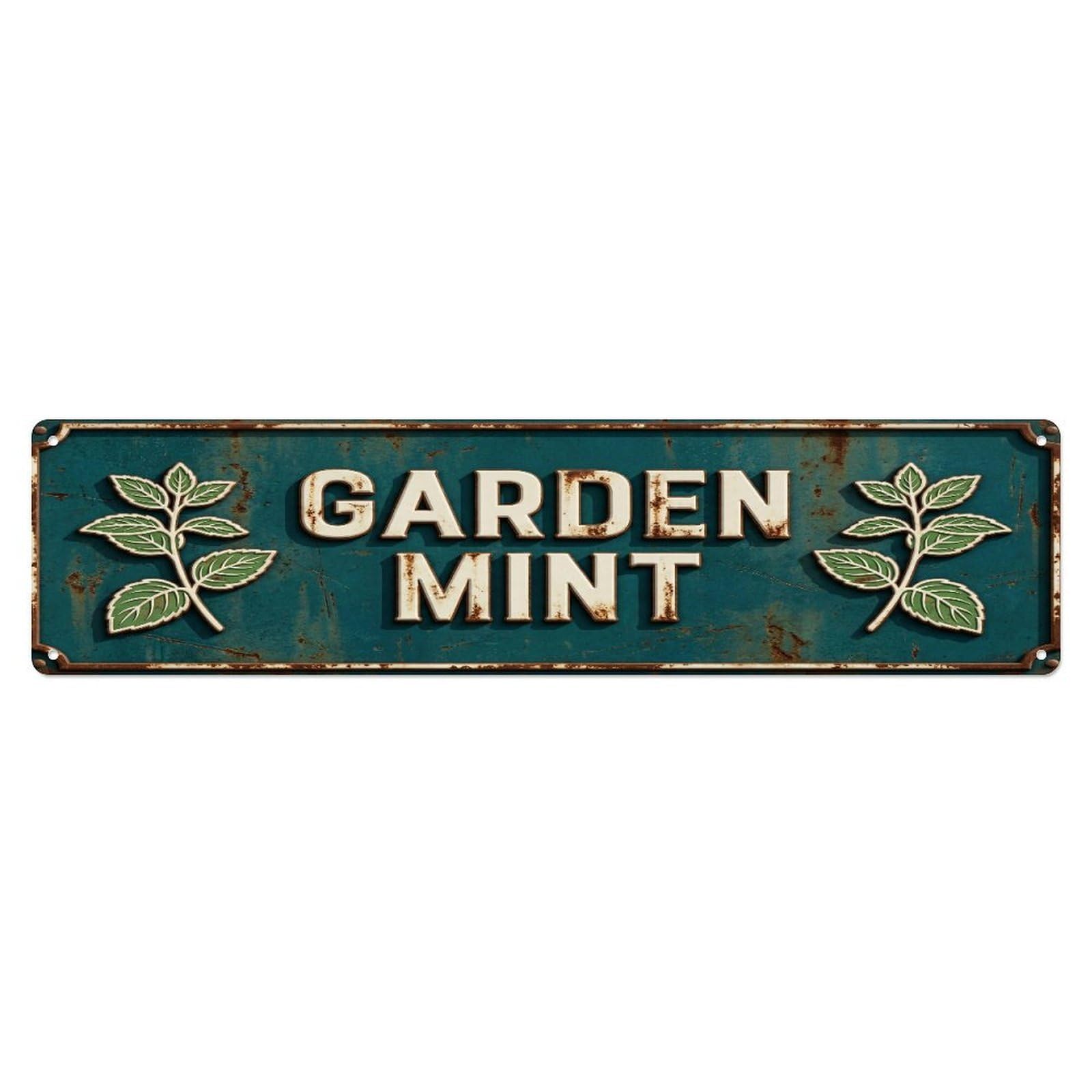 Metal Tin Sign GARDEN MINT Vintage Herb Rustic Farmhouse