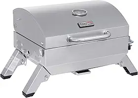 Royal Gourmet GT1001 Grelha Portátil de Aço Inoxidável, 10.000 BTU Churrasqueira a Gás com Pernas Dobráveis e Tampa Trancável, Acampamento ao Ar Livre, Deck e Bagagem, Prata