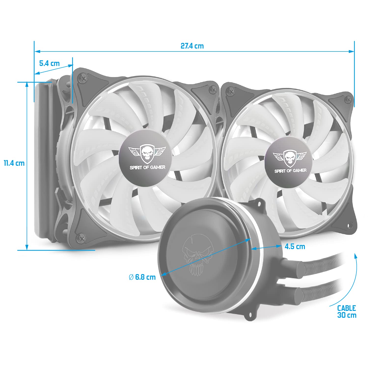 Spirit Of Gamer - LIQUID FORCE 240 ARGB - Kit de refrigeración por agua para procesadores Intel y AMD - Retroiluminación RGB direccionable 3 Pin / 5 Voltios - Ventilador 120mm X 2