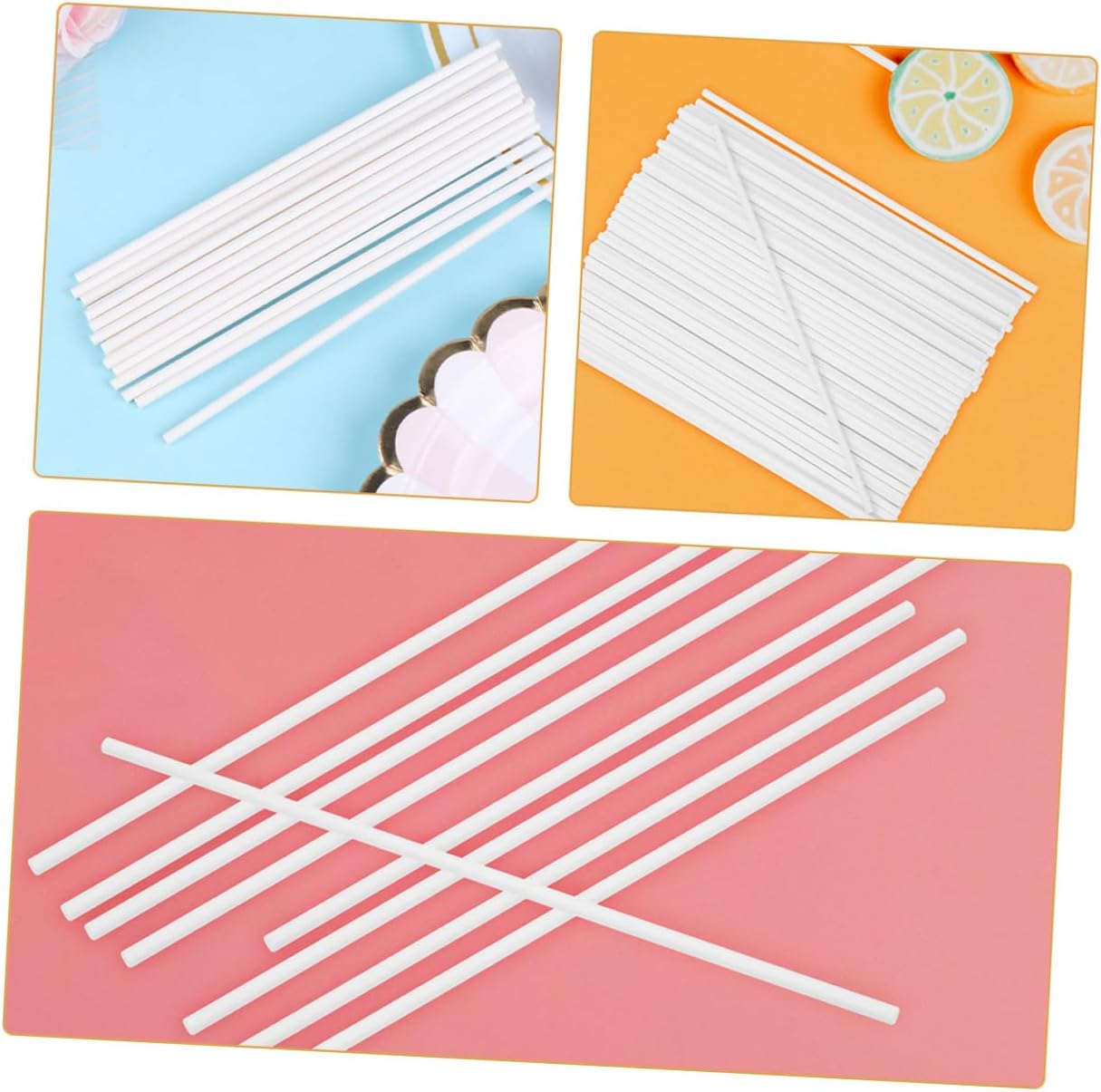 VANZACK 300pcs White Candy Paper Lollipop Sticks 15cm DIY Treat Sticks Cake Pop Holders Manual Stirring Rods for Candy Making and Dessert Baking