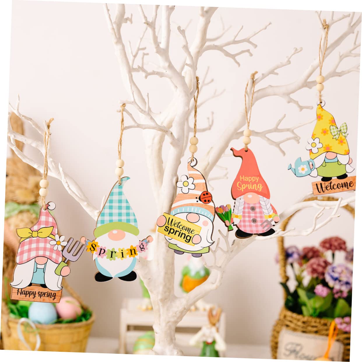 Ciieeo 4 Sätze Gesichtsloser Puppenanhänger Ostern Anhänger Geschenkidee Ostern Willkommensschild Für Die Haustür Osterbaum Osterszene Holzdekoration Holzschild-Ornament 5 Stück * 4