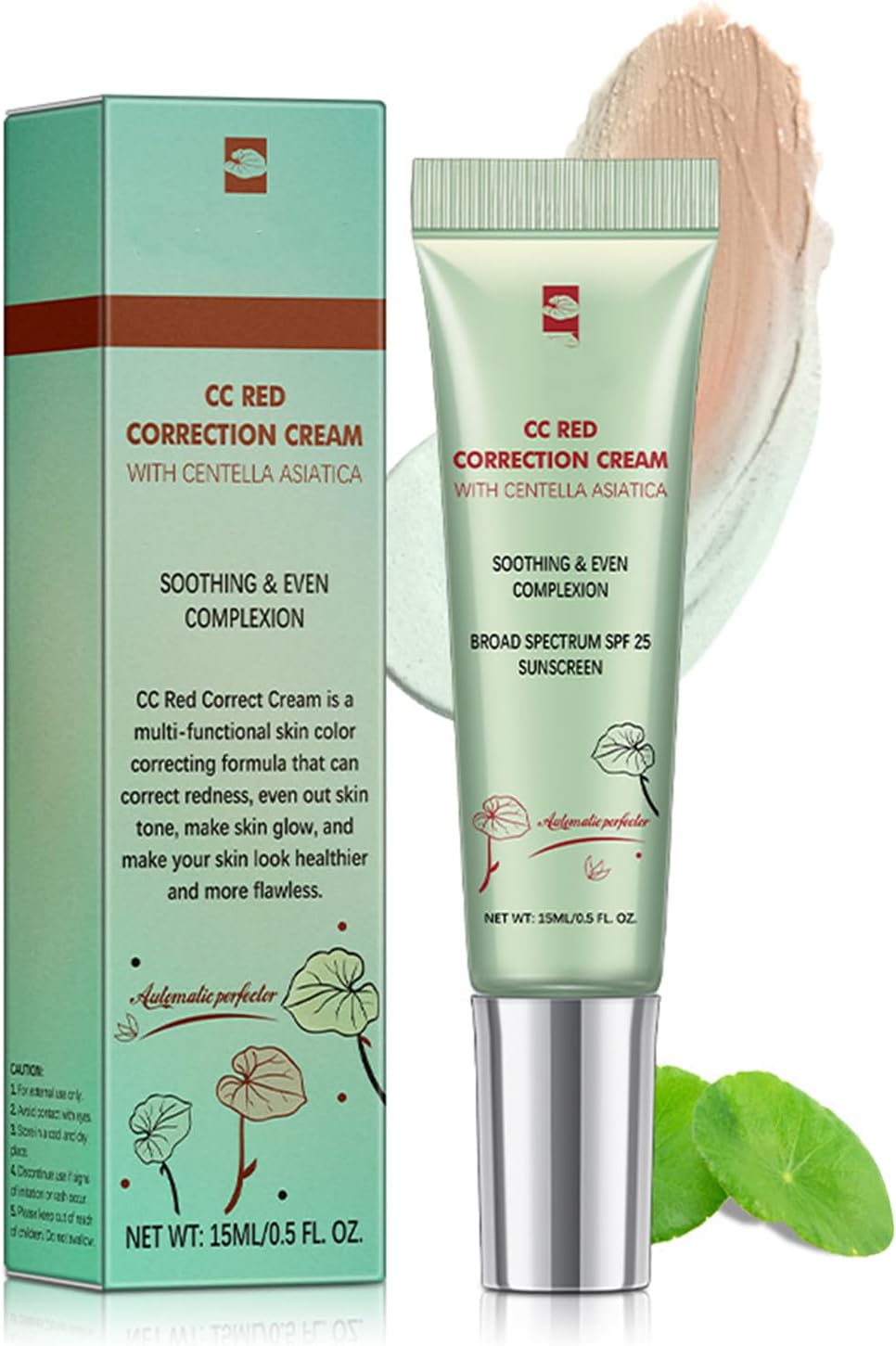 CC Cream with Centella Asiatica - Color Changing CC Cream - Lightweight Skin Perfector - Color Correcting Tinted Moisturizer with Full Coverage - Invisible Pore Conceale - Cream Light with SPF 25