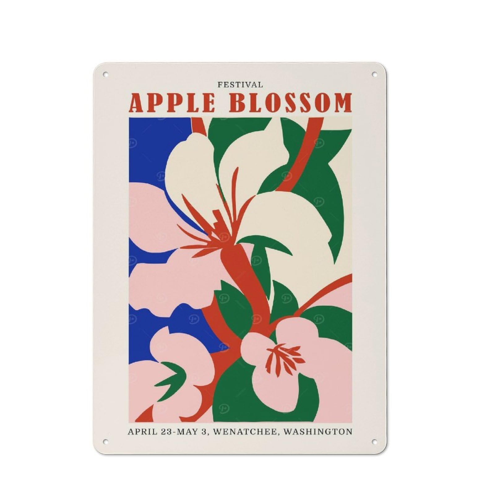 Junmoney Style-8 For Café Or Restaurant, Apple Blossom Festival Retro Metal Sign 40X30cm, Gift For Café Owners And Decorators During The Christmas Season