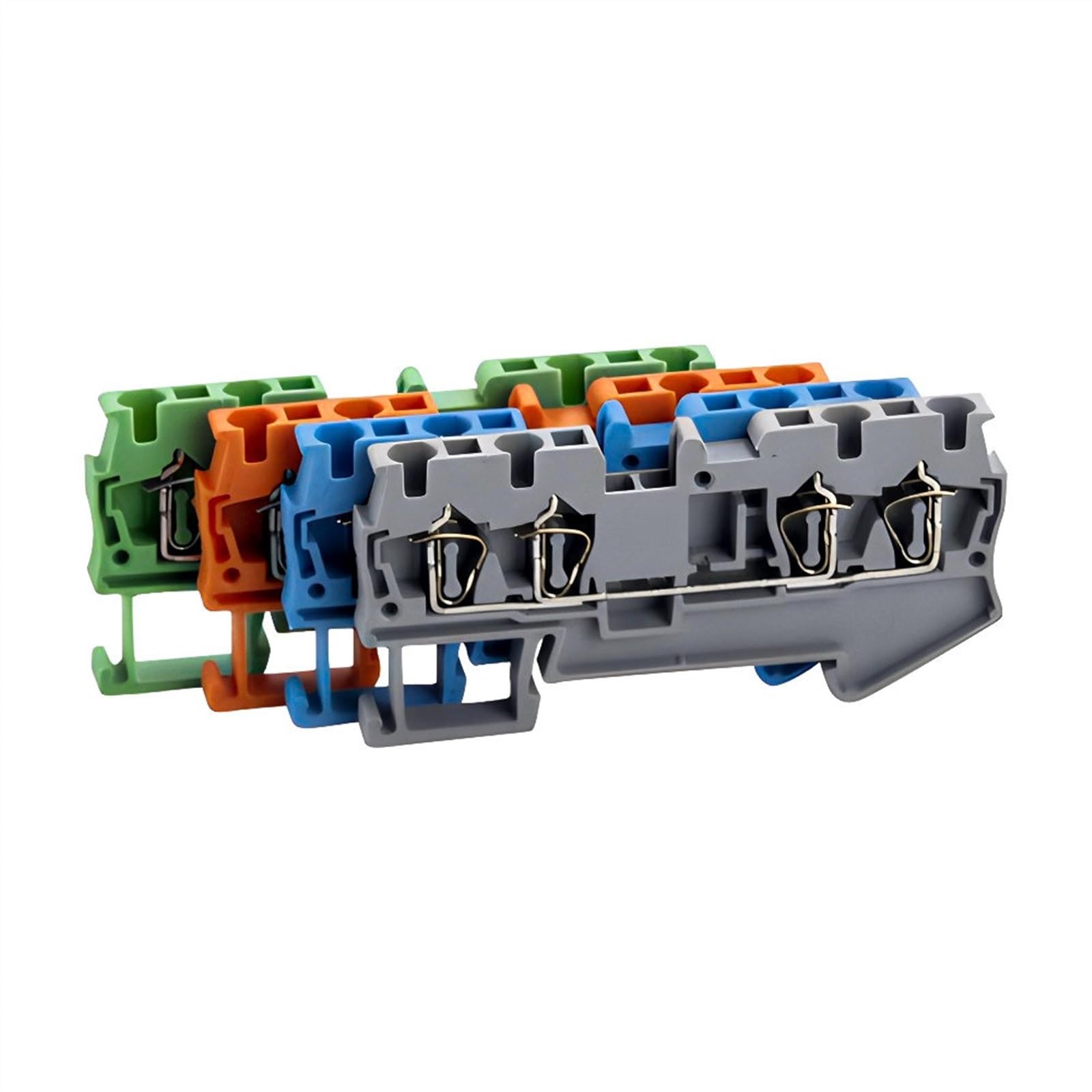 5Pcs Din Rail Terminal Block ST-2.5-Quattro Wire Connector Pull Type 24-12AWG 2.5mm Spring Wiring Terminal Blocks(Blue)