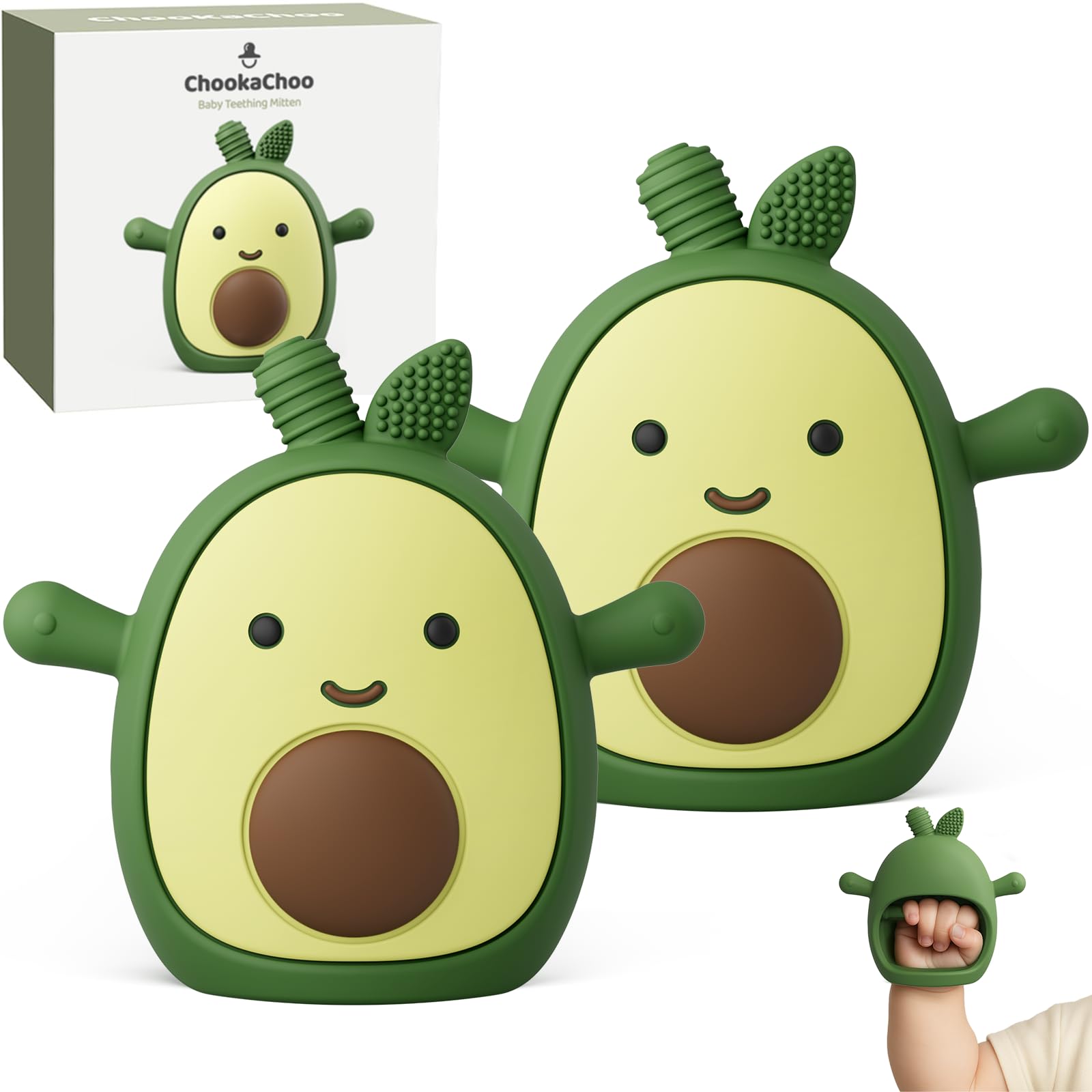 Photo 1 of ChooKaChoo Baby Avocado Teether Mitten (2 Pack)