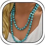 Boho Necklaces for Women Western Jewelry for Women Long Turquoise Pendant Necklaces Butterfly Leather Rope Jewelry Country Concert Outfits for Women