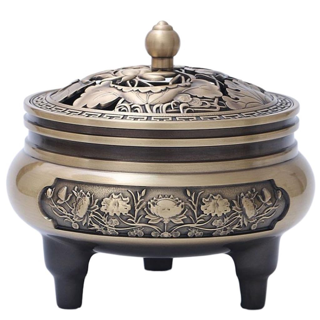 Quemador de Incienso, Soporte incensario, Quemador Cobre Grande, decoración del hogar, Zen Tres Patas ，Quemador de Incienso