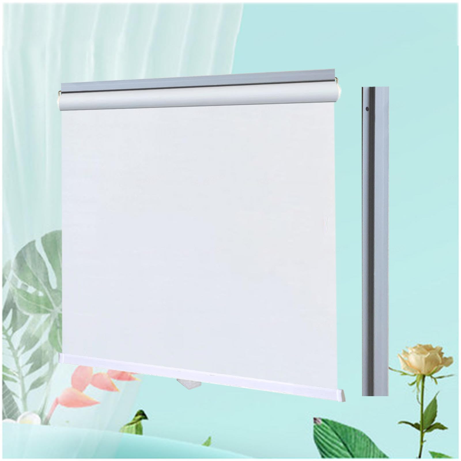 Xrdbfd White Blackout Roller Shades For Windows, 99% Uv-Resistant Blackout Curtains, Home Retractable Sunshade Roller Blinds, Temporary Thermal Blinds No Drilling,-60X100cm/24 * 39In