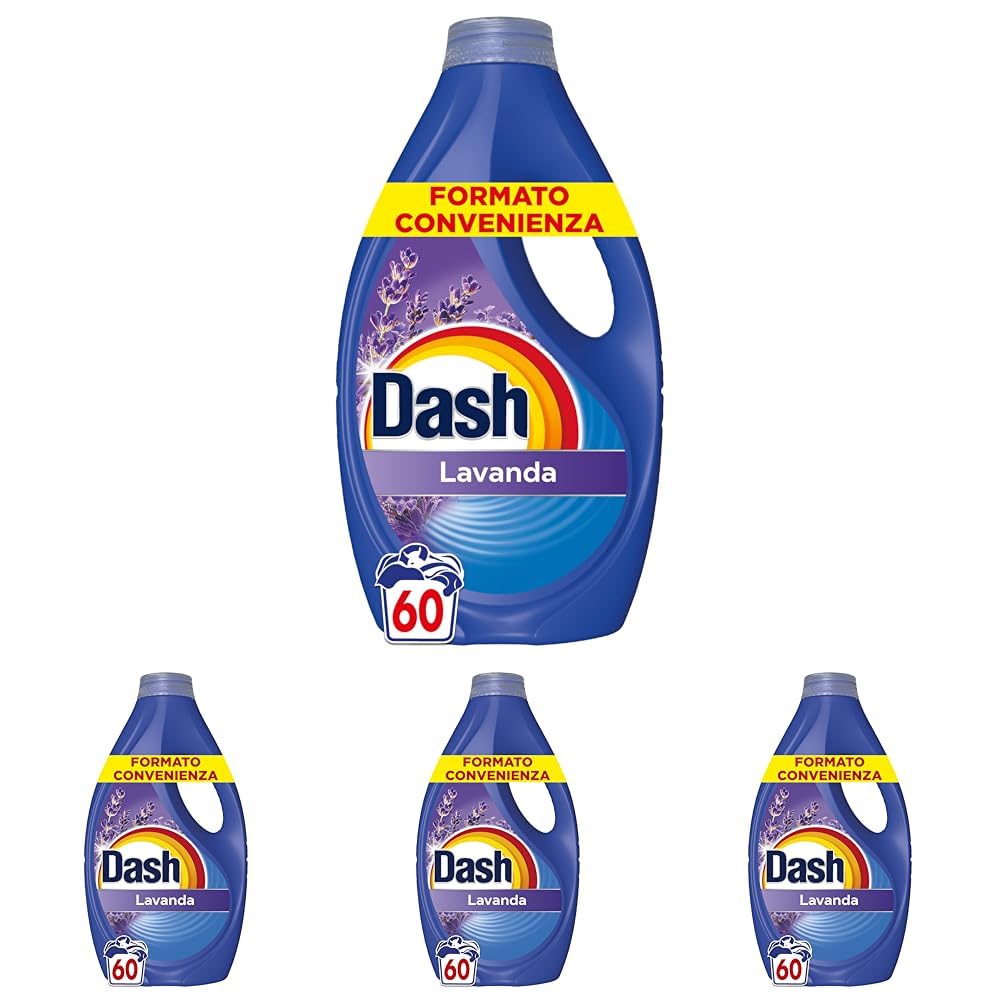 Dash Pods Detersivo In Capsule, 60 Lavaggi, Lavanda, Rimuove Le Macchie, Igienizza, Dona Freschezza, Brillantezza Per I Capi (Confezione da 4)