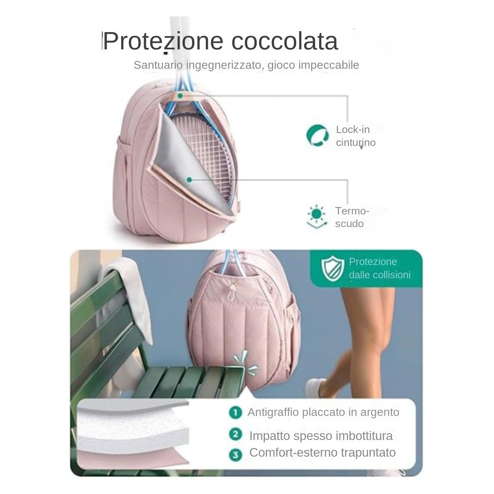 Borse Da Tennis Femminili Organizzatore Grande Trapuntato Unisex Isolato | Borsa per Racchette Per Scarpe Attrezzatura Sport Palestra Fitness Viaggio Outdoor Indoor Allenamento Quotidiano