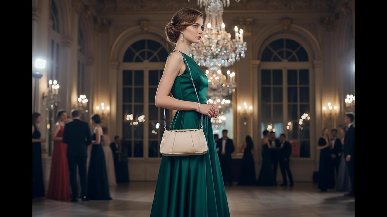 IXEBELLA PU Clutch Handbag for Women Evening Bag Formal Dressy Purse with Pearl Strap