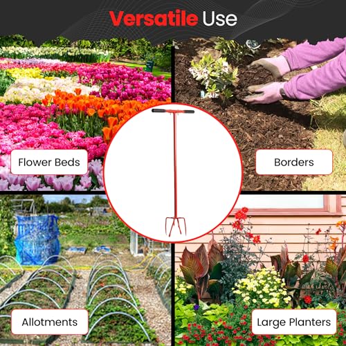 Hardys Carbon Steel Garden Hand Tiller & Cultivator Tool | Long Handled Weeding Tool, Compost Aerator & Cultivator | 32" Soil Hand Turner & Garden Tiller 2 Hardys Carbon Steel Garden Hand Tiller & Cultivator Tool | Long Handled Weeding Tool, Compost Aerator & Cultivator | 32" Soil Hand Turner & Garden Tiller - Image 2