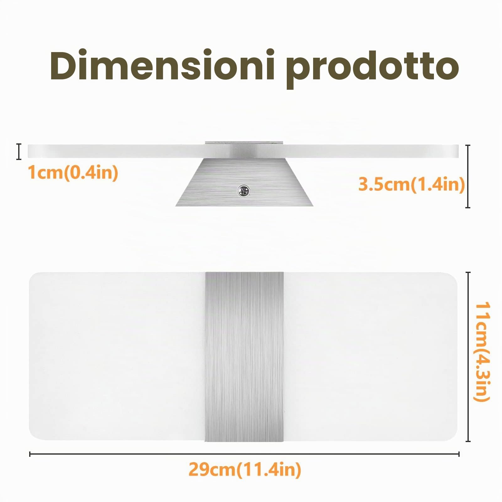 Lureshine Applique da Parete Interno 12W Moderno 29cm Bianco Caldo 3000K | Applique LED da Parete Interni, 2 pezzi, per Corridoio Soggiorno Camera da Letto, Acrilico, Illuminazione