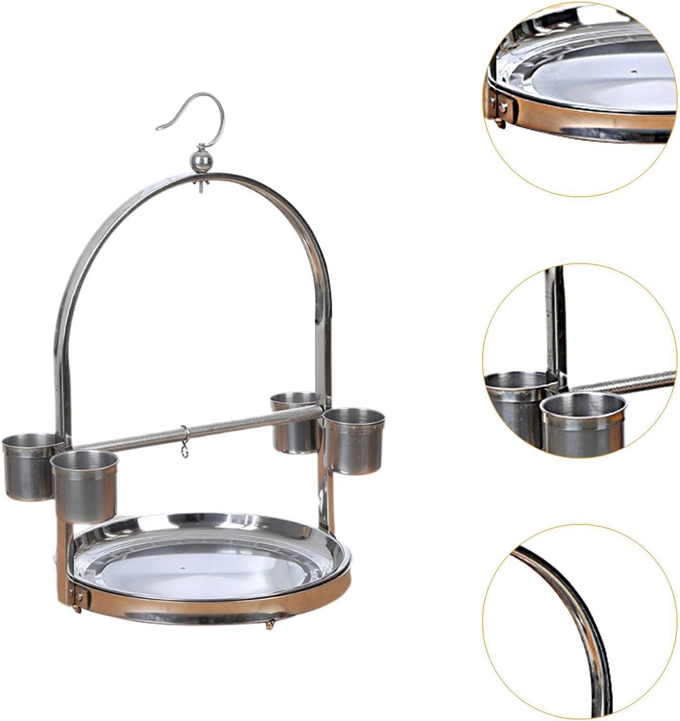 Desktop Bird Stand Bird Cage with Cups Bird Gym Bird Perch Play Stand Pet Parrot Playstand for Finches Cockatiel Lovebirds, 32 x 50 cm