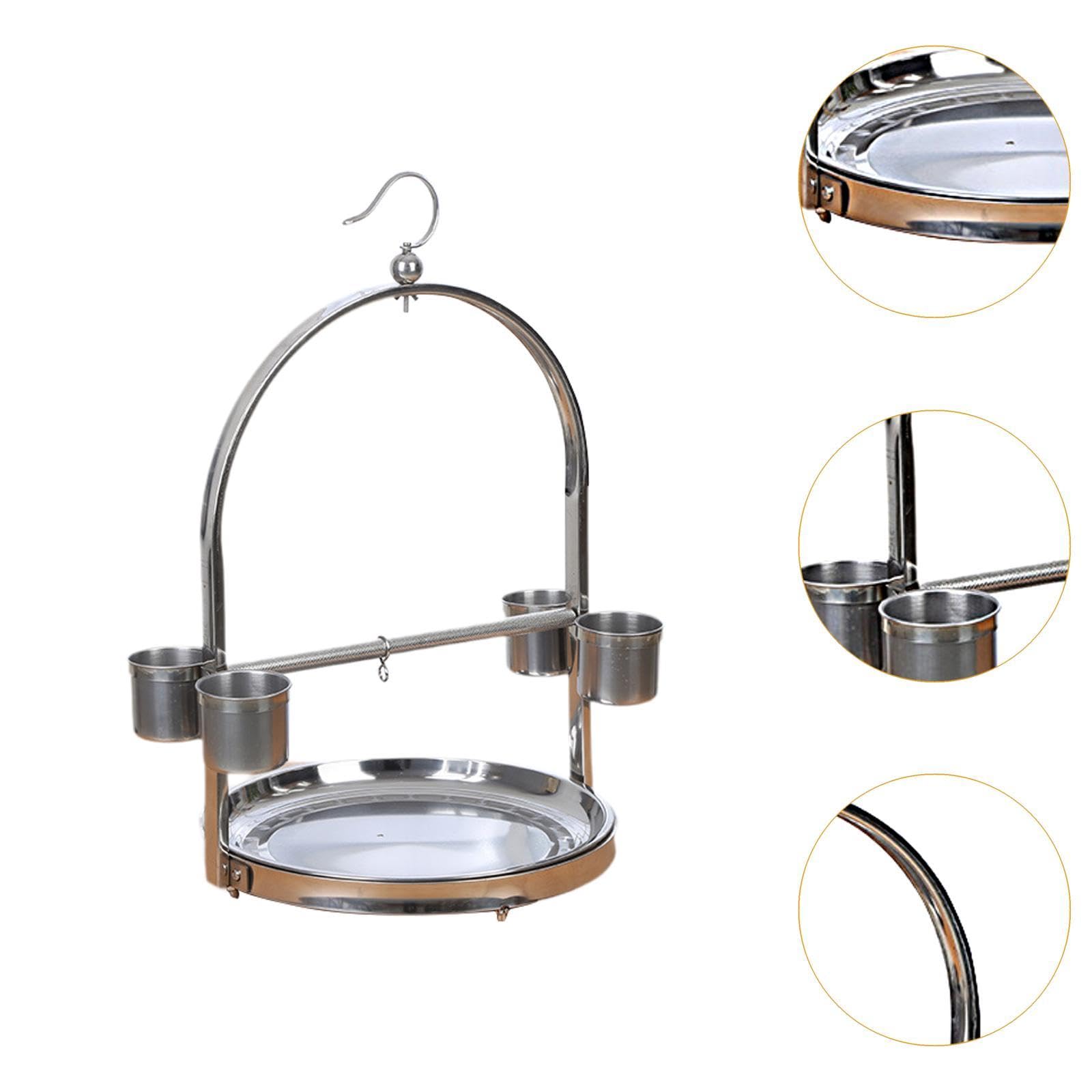 Parrot Play Stand Bird Cage Rack Stainless Steel Tabletop Bird Stand Pet Parrot Playstand for Lovebird Conures Lorikeet Macaw, 32 x 50 cm
