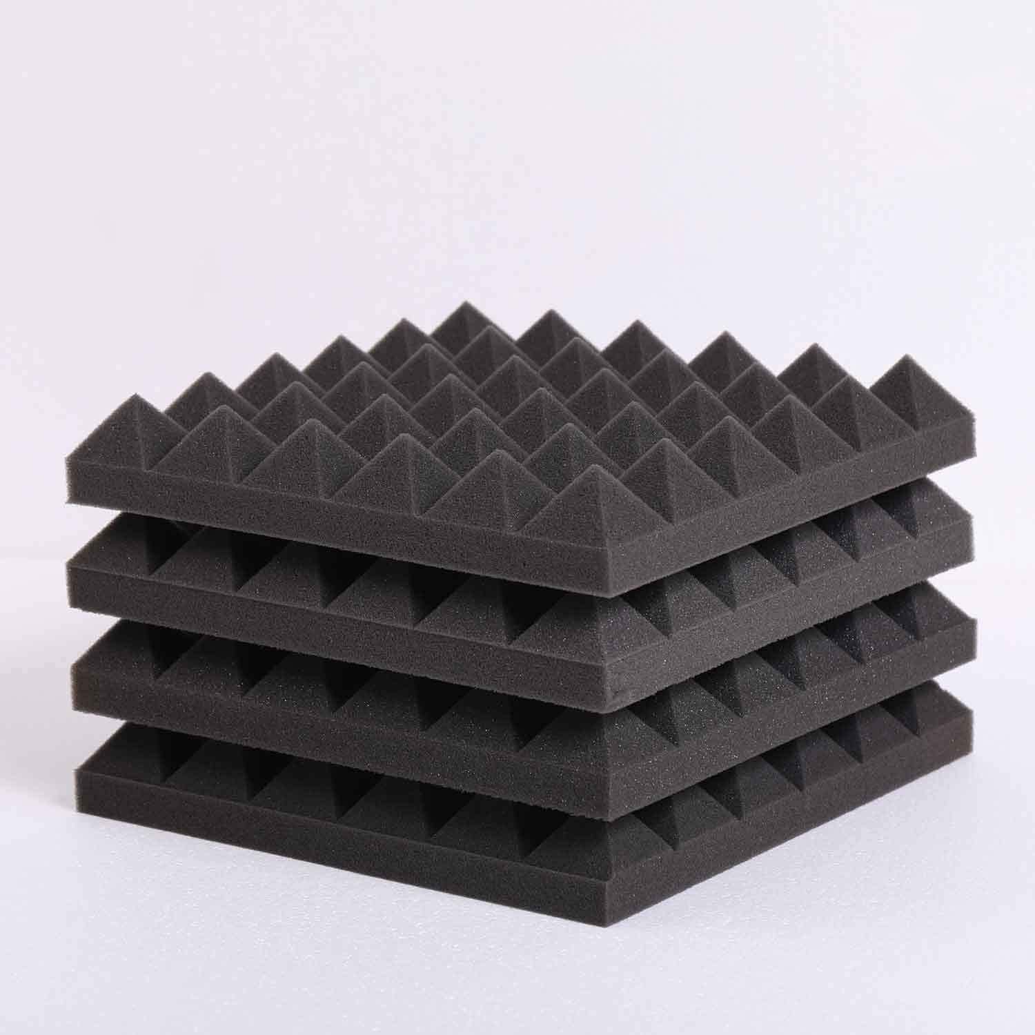 NASA EXECLUSIVE | Pyramid Acoustic Foam Panel Wedge Studio Soundproofing Wall Tiles 2" X 12" X 12" Extra Thick | Absorption Panel High Density | Professional Charcoal | Premium Quality (3 Sqft)