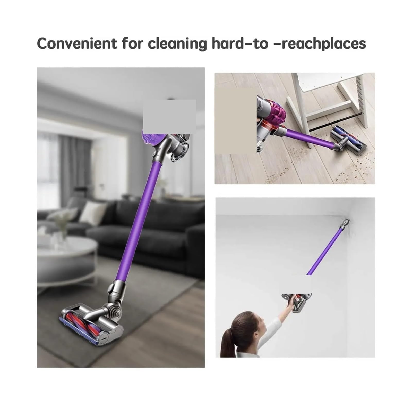 Baguette D'extension D'aspirateur, Compatible for Dyson, V6 DC45 DC58 DC59 DC62 DC61 Pièces De Rechange De Tube De Connecteur À Dégagement Rapide En Métal A/B/C(Purple)