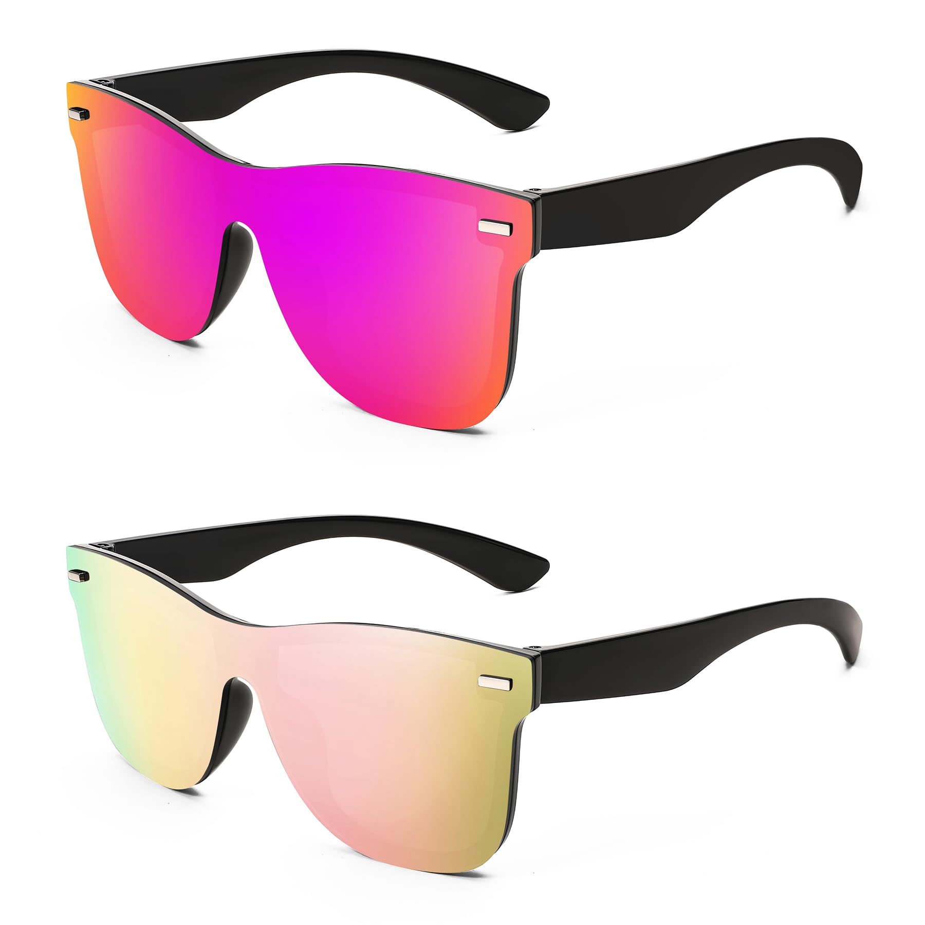 FEISEDYWomens Sunglasses Trendy Mirrored One Piece Lens Men Reflective Sun Glasses B4114