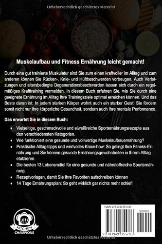 Foto von Fitness Kochbuch: Leckere und proteinreiche Rezepte für eine gesunde Fitness und Muskelaufbau Ernährung. Muskeln aufbauen und Fett verbrennen leicht gemacht! Inkl. Ernährungsplan und Nährwertangaben