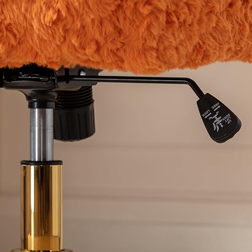 Miniatura 15 de Goujxcy Silla de oficina, silla de oficina en casa con base de metal dorado, silla de escritorio ajustable, silla de oficina giratoria, silla de