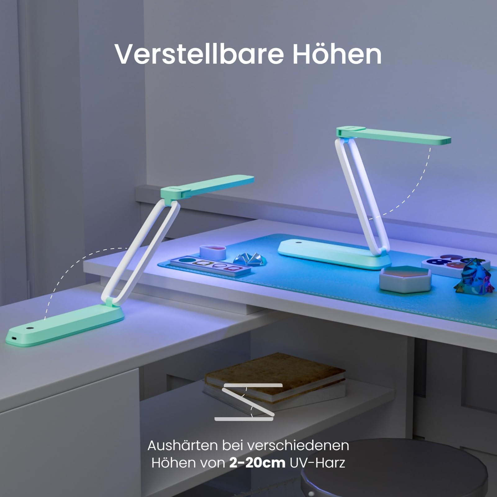 Resiners UV Licht für Harz, Wiederaufladbares UV Licht, 3-in-1 Verwendung, Faltbar UV Lampe für Harz, Tragbare Mini UV LED Lampe, Harzzubehör, Harz-Kits für UV-Harz, Harzformen, Schmuckherstellung