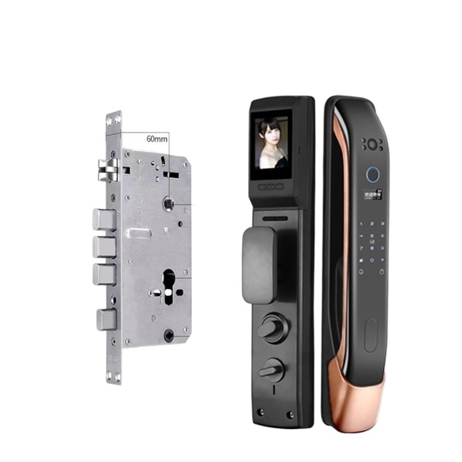 Serratura Smart, Serrature Elettroniche Con Password Digitale APP Il Telecomando Sblocca La Serratura Automatica Intellinte Con Impronta Digitale Con Fotocamera ,Smart Lock Facile da Installare(K1P-Br