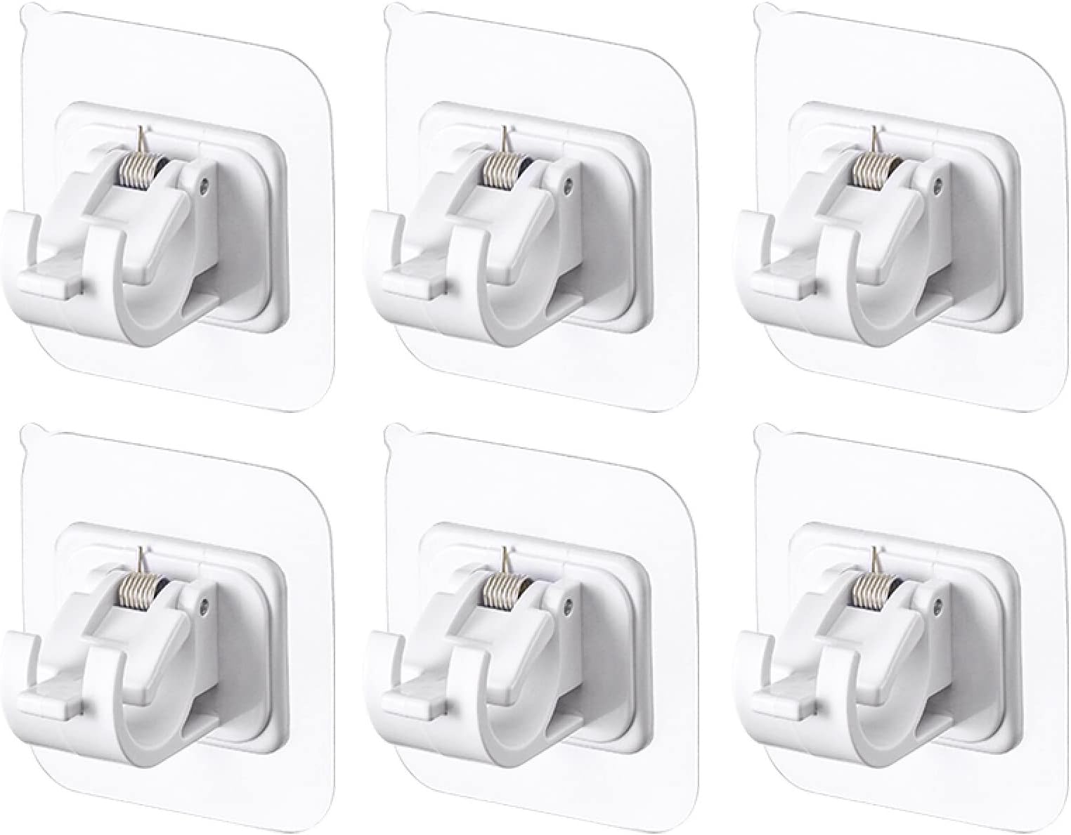 Self Adhesive Curtain Rod Holders, 6 Piece (White)