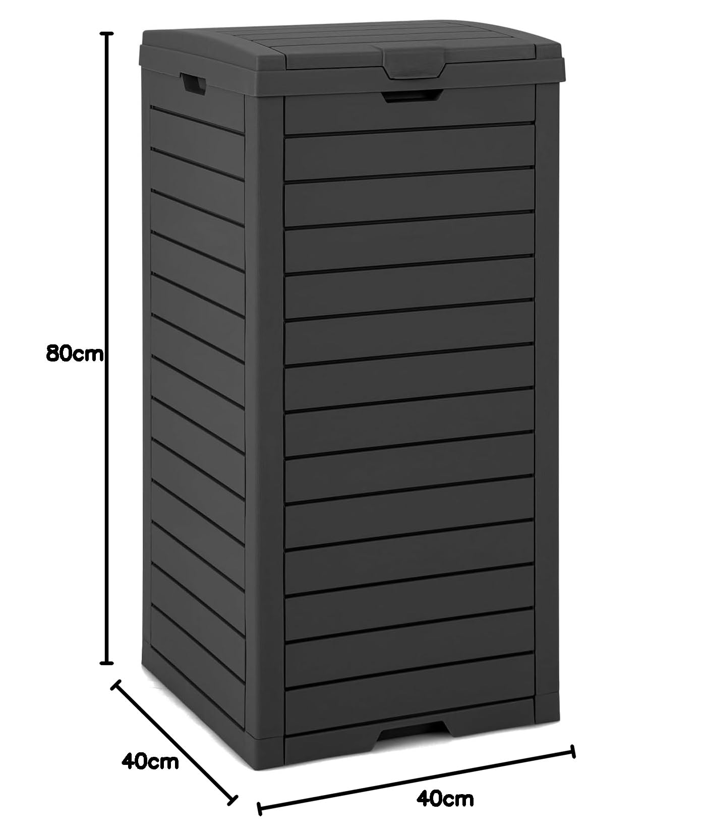 FANTASK Cubo de basura de 118 litros con tapa con bandeja extraíble y asa, cubo de basura para exteriores, para jardín, en negro, resistente al agua para porche, patio trasero, terraza